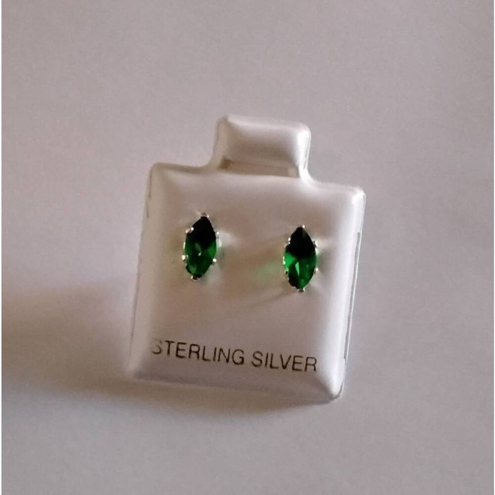 Pretty 1/2 Ct. Marquise Cut Lab Created Emerald Gemstone Stud Earrings